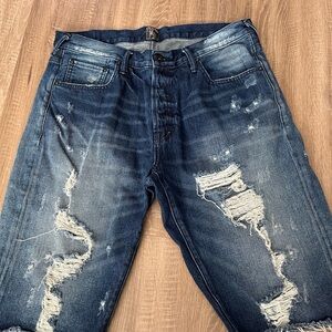 PRPS Blue Relaxed Distressed short